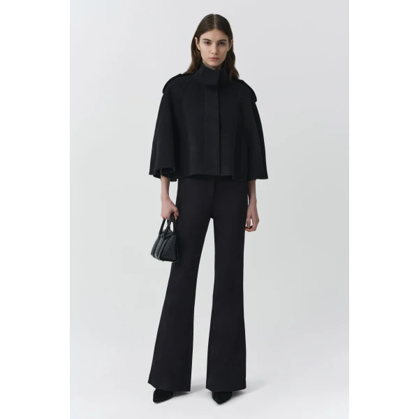 SIMKHAI Yara Wool Cape Jacket in Black