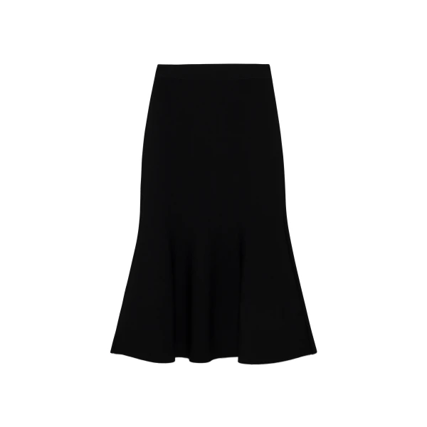 Zev Compact Knit Midi Skirt in Black