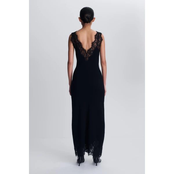 Zinnia Lace Cashmere Midi Dress in Black - Image 6