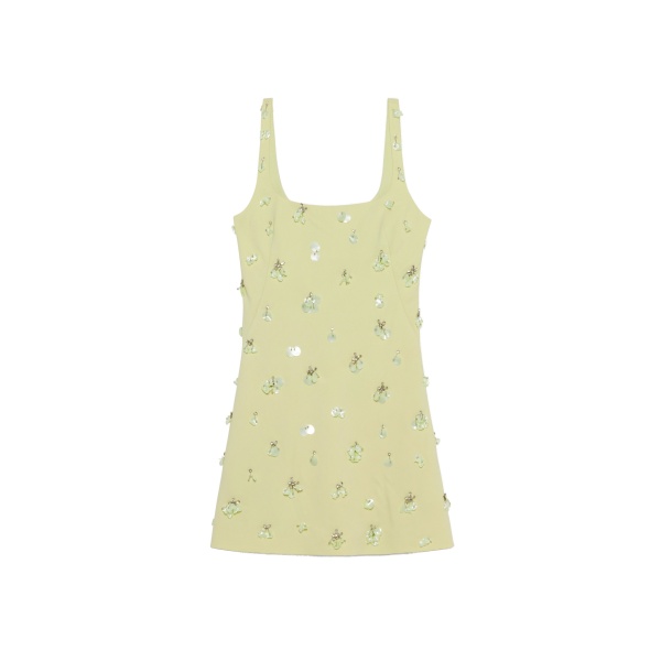 SIMKHAI Ziva Embellished Crepe Mini Dress in Leaf