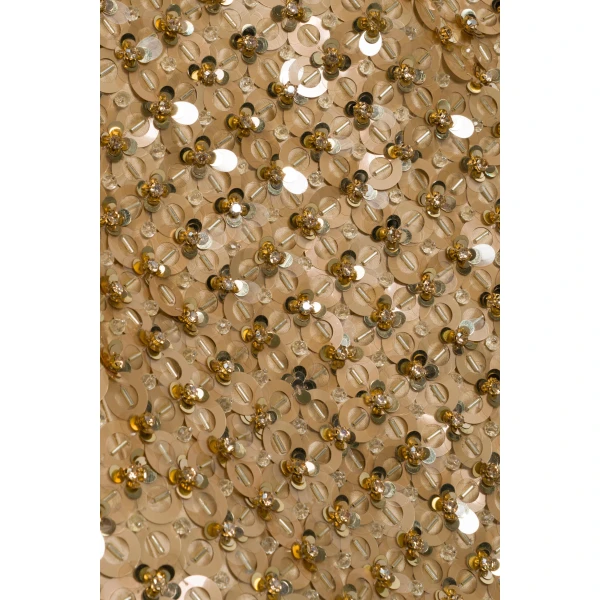 Ziva Embellished Satin Mini Dress in Light Gold - Image 6