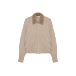SIMKHAI Zorina Wool Cashmere Cardigan in Taupe