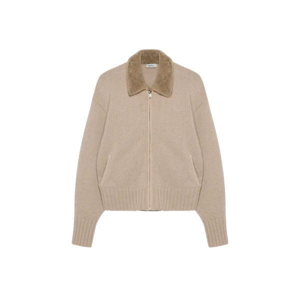 Zorina Wool Cashmere Cardigan in Taupe