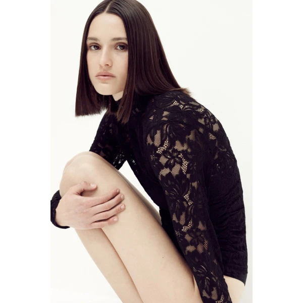 SIMKHAI Zurie Lace Bodysuit in Black