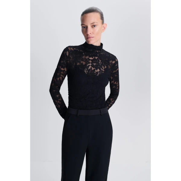 SIMKHAI Zurie Lace Bodysuit in Black
