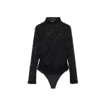 SIMKHAI Zurie Lace Bodysuit in Black | Tops | Coveti
