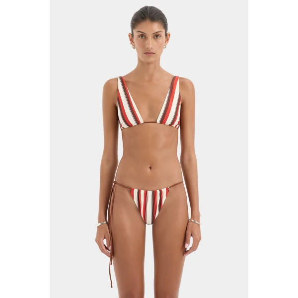 SIR the Label Alva Halter Triangle Top in Laila Stripe | Bikini | Coveti