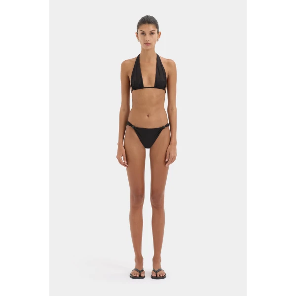 SIR the Label Amado Halter Triangle Top in Black | Bikini | Coveti