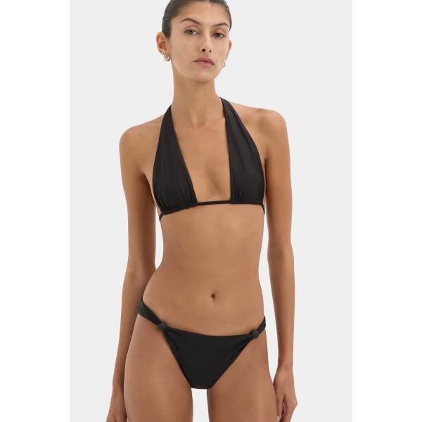 SIR the Label Amado Halter Triangle Top in Black | Bikini | Coveti
