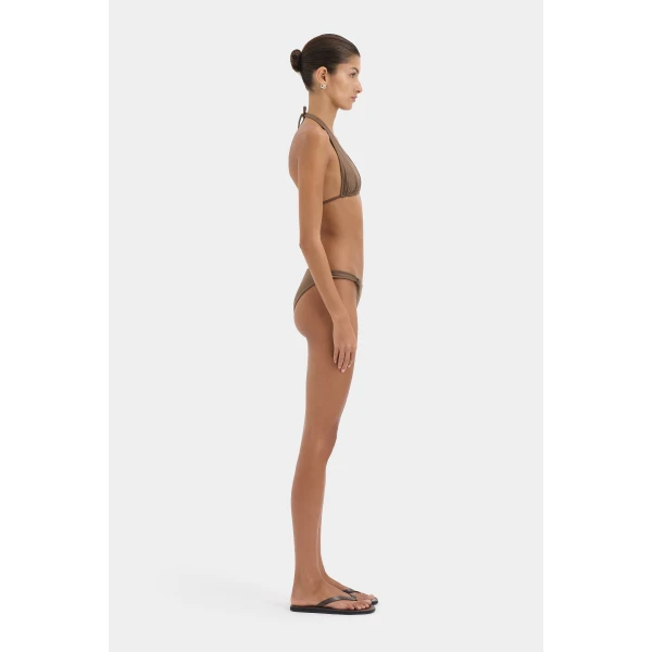 SIR the Label Amado Halter Triangle Top in Mocha | Bikini | Coveti