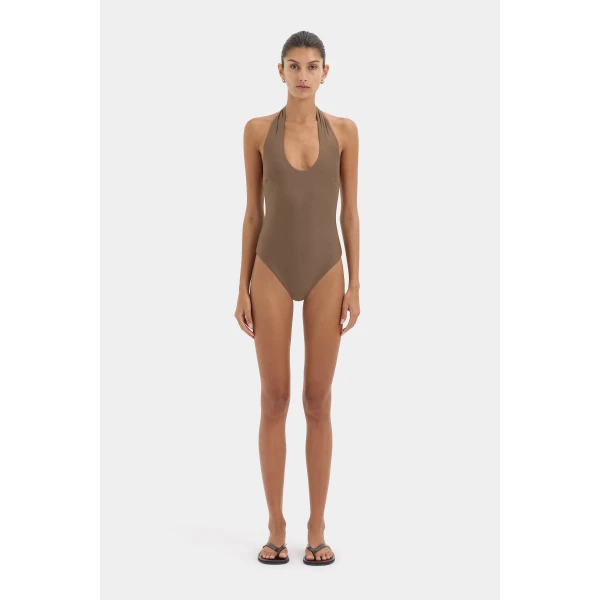 SIR the Label Amado Tie One Piece in Mocha | Swimsuits | Coveti