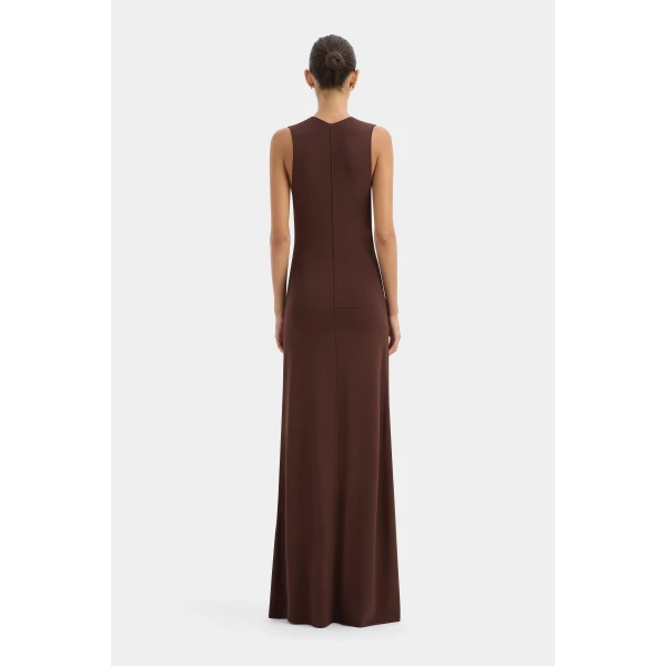 SIR the Label Apolline Maxi Dress in Dark Chocolate | Maxi Dresses | Coveti