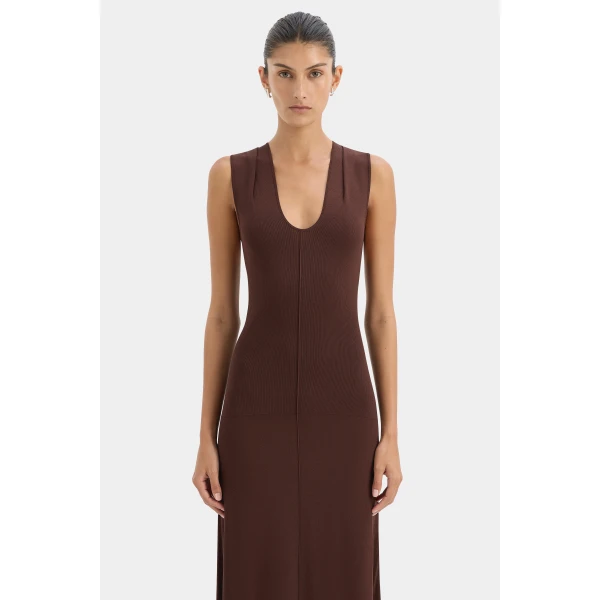 SIR the Label Apolline Maxi Dress in Dark Chocolate | Maxi Dresses | Coveti