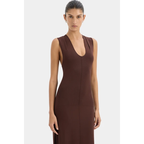 SIR the Label Apolline Maxi Dress in Dark Chocolate | Maxi Dresses | Coveti