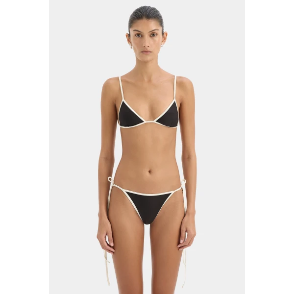 SIR the Label Ari Reversible Tie Triangle Top in Black and Carob | Bikini | Coveti