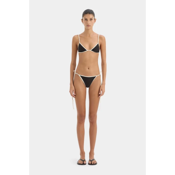 SIR the Label Ari Reversible Tie Triangle Top in Black and Carob | Bikini | Coveti