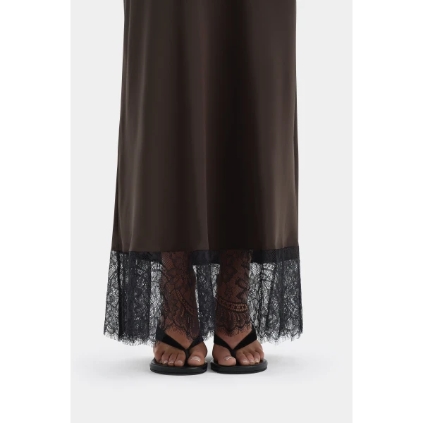 SIR the Label Aries Long Sleeve Gown in Bitter Chocolate | Evening Gowns | Coveti