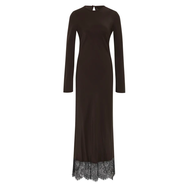 Aries Long Sleeve Gown in Bitter Chocolate