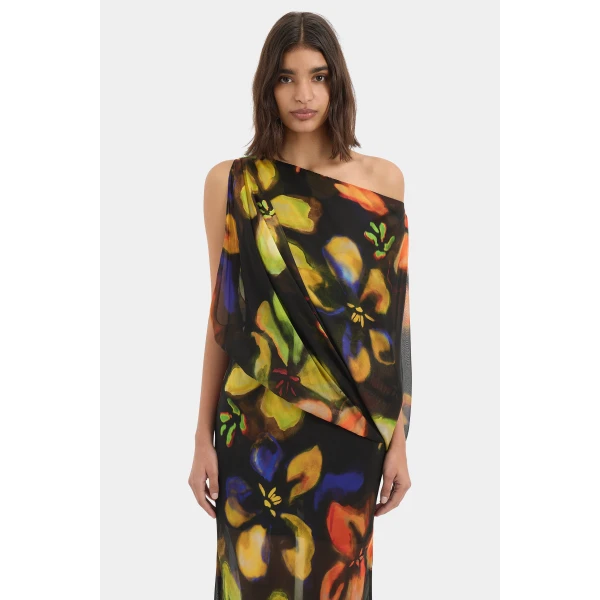 SIR the Label Arisa Maxi Dress in Blur Poppy | Maxi Dresses | Coveti