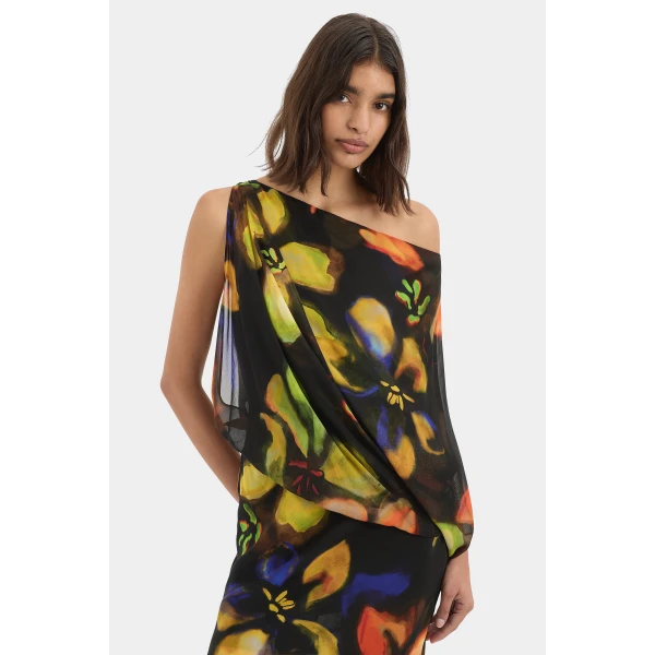 SIR the Label Arisa Maxi Dress in Blur Poppy | Maxi Dresses | Coveti