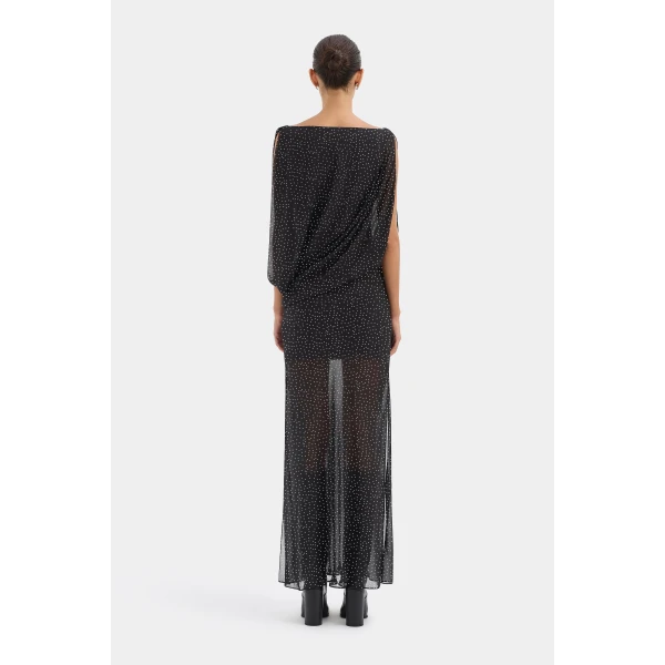 SIR the Label Arisa Maxi Dress in Polka Dot Nero | Maxi Dresses | Coveti