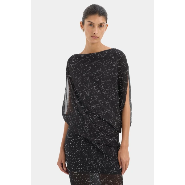 SIR the Label Arisa Maxi Dress in Polka Dot Nero | Maxi Dresses | Coveti
