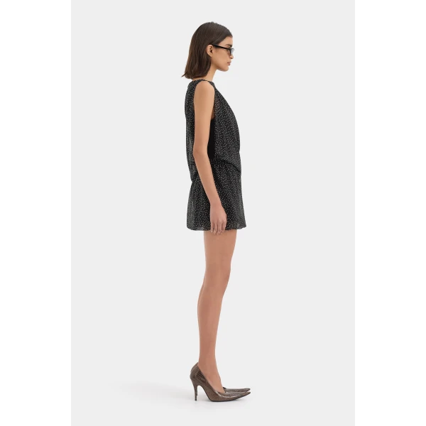 SIR the Label Arisa Mini Dress in Polka Dot Nero | Mini Dresses | Coveti