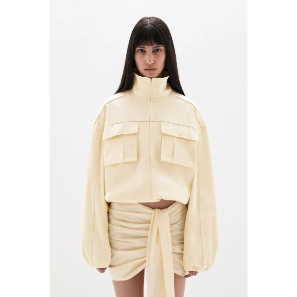SIR the Label Arla Bomber Jacket in Cream | Jackets | Coveti