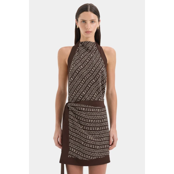 SIR the Label Astrid Open Back Mini Dress in Tisso Plum | Mini Dresses | Coveti