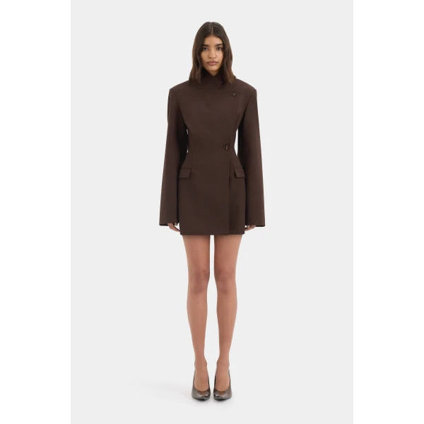 SIR the Label Astrine Tailored Mini Dress in Coffee | Mini Dresses | Coveti