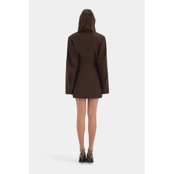 SIR the Label Astrine Tailored Mini Dress in Coffee | Mini Dresses | Coveti