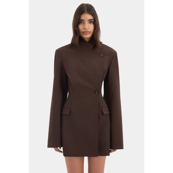 SIR the Label Astrine Tailored Mini Dress in Coffee | Mini Dresses | Coveti