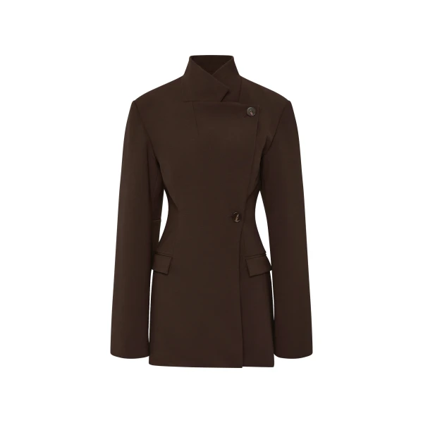 Astrine Tailored Mini Dress in Coffee