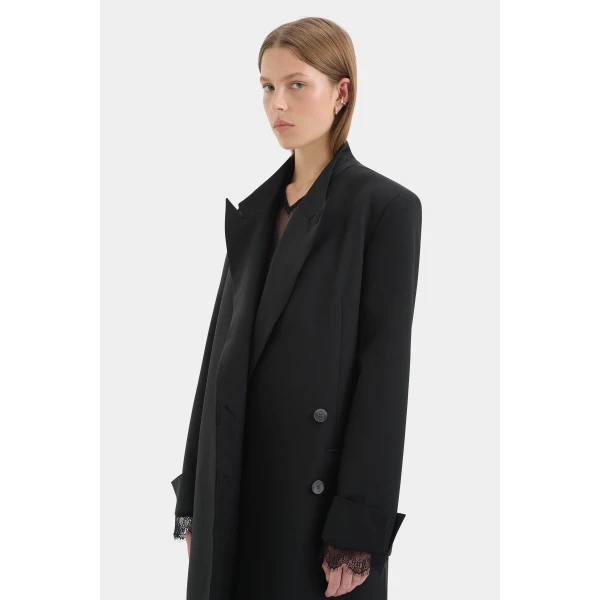 SIR the Label Axel Coat in Black | Wool Coat | Coveti