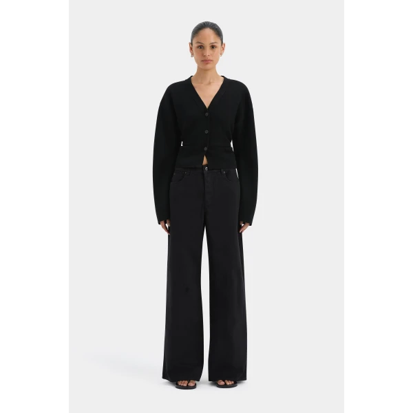SIR the Label Ayana Gathered Cardigan in Black | Cardigan | Coveti
