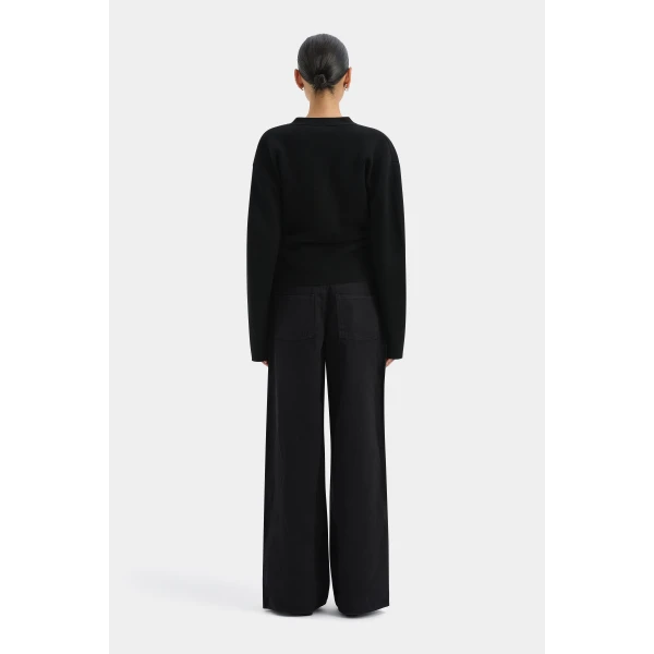 SIR the Label Ayana Gathered Cardigan in Black | Cardigan | Coveti