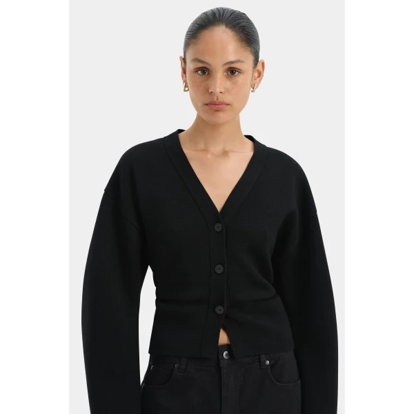 SIR the Label Ayana Gathered Cardigan in Black | Cardigan | Coveti