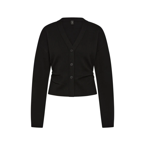 Ayana Gathered Cardigan in Black