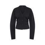 SIR the Label Ayana Gathered Cardigan in Charcoal | Cardigan | Coveti