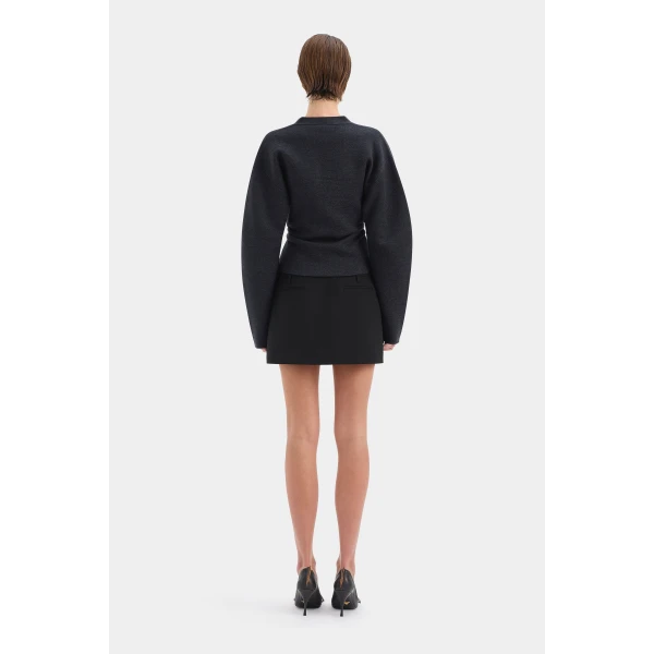 SIR the Label Ayana Gathered Cardigan in Charcoal | Cardigan | Coveti