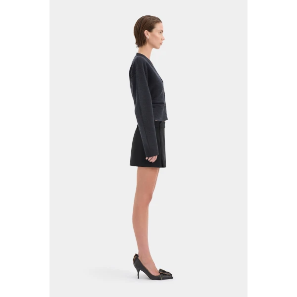 SIR the Label Ayana Gathered Cardigan in Charcoal | Cardigan | Coveti