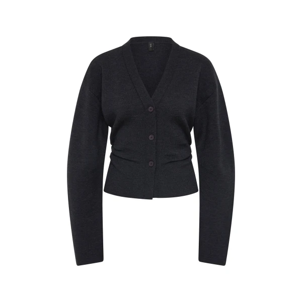 Ayana Gathered Cardigan in Charcoal