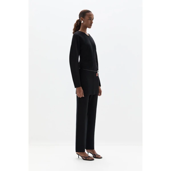 SIR the Label Ayana Knit Flared Pant in Black | Wide leg pants | Coveti