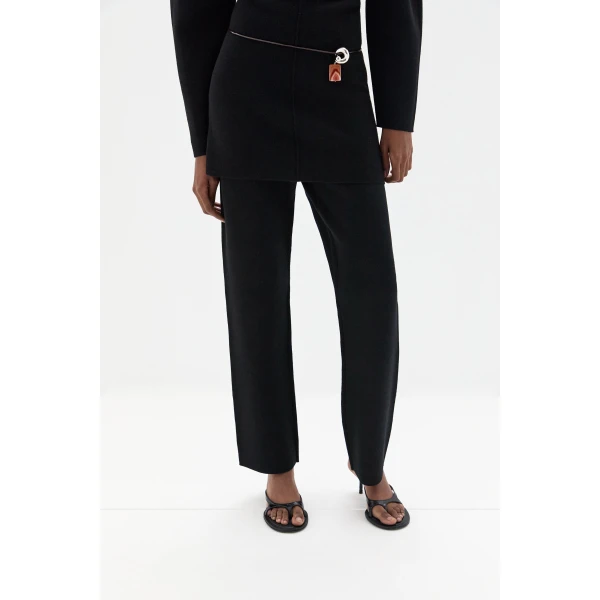 SIR the Label Ayana Knit Flared Pant in Black | Wide leg pants | Coveti