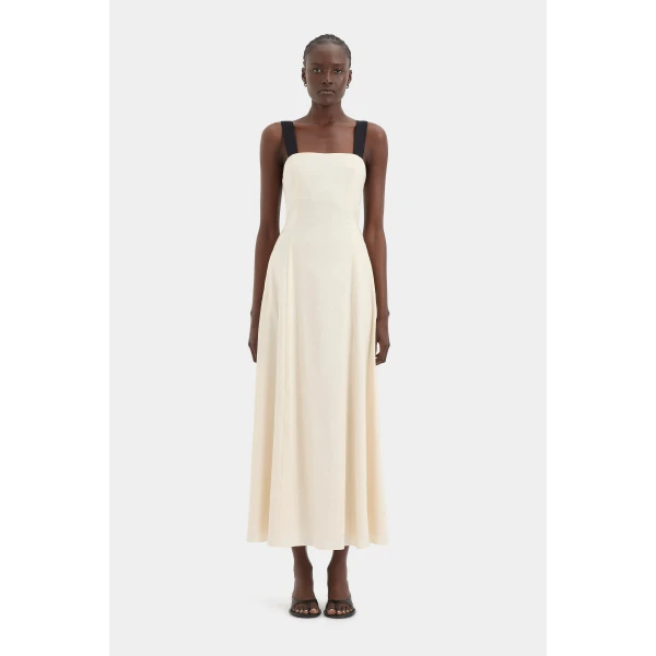 SIR the Label Ayla Tie Back Maxi Dress in Bone | Maxi Dresses | Coveti