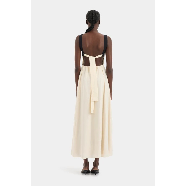 SIR the Label Ayla Tie Back Maxi Dress in Bone | Maxi Dresses | Coveti
