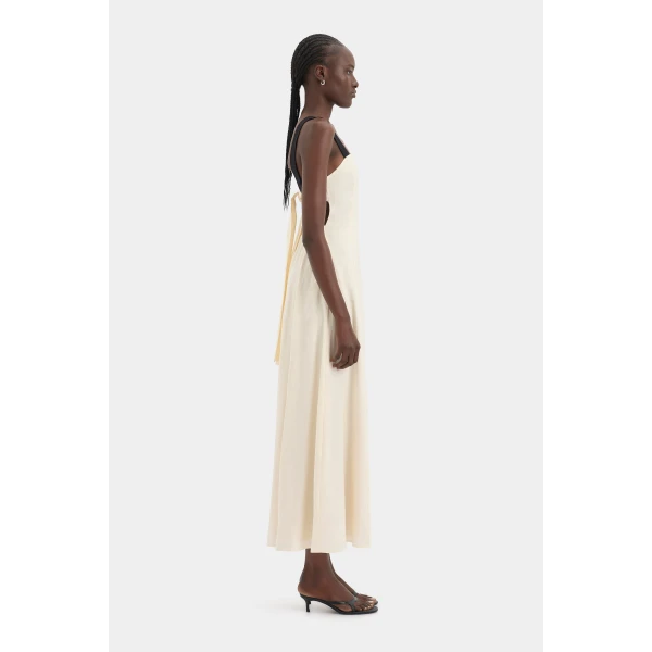 SIR the Label Ayla Tie Back Maxi Dress in Bone | Maxi Dresses | Coveti