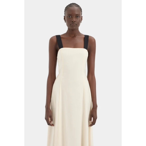 SIR the Label Ayla Tie Back Maxi Dress in Bone | Maxi Dresses | Coveti