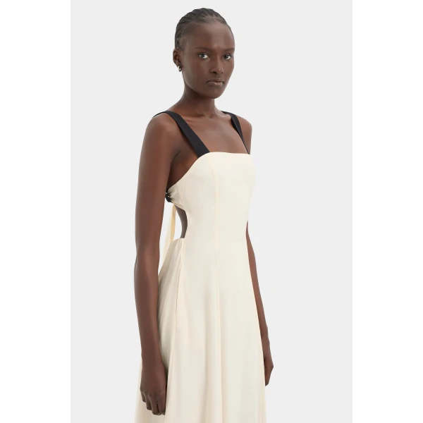 SIR the Label Ayla Tie Back Maxi Dress in Bone | Maxi Dresses | Coveti