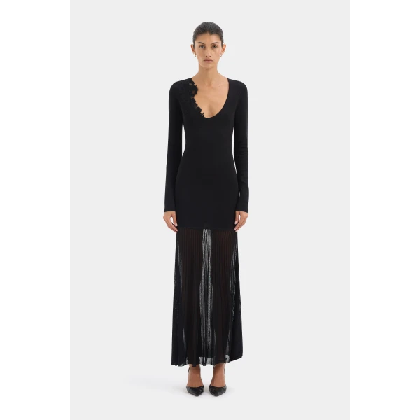 SIR the Label Aylu Long Sleeve Maxi Dress in Black | Maxi Dresses | Coveti